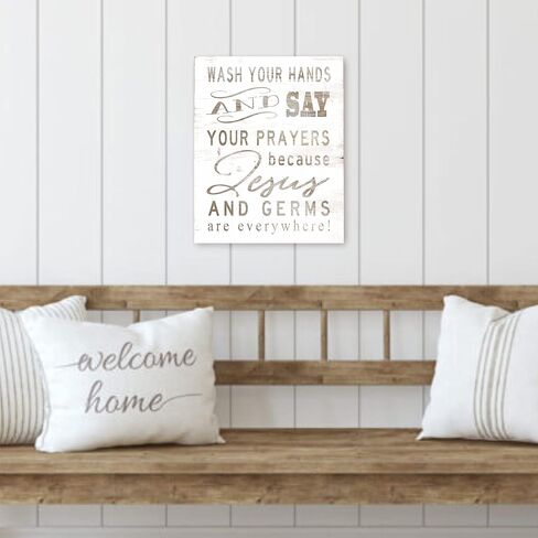 Wash Your Hands And Say Your Prayers Rustic Wood Wall Sign (12x15) in Kuwait