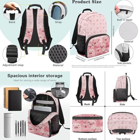 HUIACONG Capybara Backpack with Lunch Box Set Pencil Case Teen Bookbag Age 10-12 Kindergarten Middle Elementary Student Book Bag Back to School Supplies in Saudi Arabia