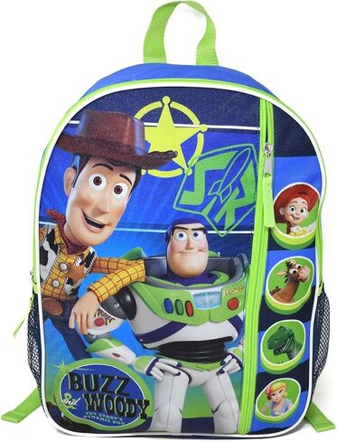 حقيبة ظهر للأطفال من Fast Forward Toy Story 5 مقاس 16 بوصة و16 بوصة - حقيبة مدرسية كرتونية ملونة مع جيب أمامي وشبكة جانبية، حقيبة ظهر للسفر خفيفة الوزن للأولاد والبنات in Kuwait
