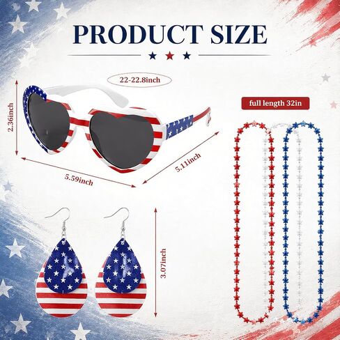 Cutecrop 5PCS 4th من يوليو الزي كاوبوي للنساء، قبعة راعية البقر الأمريكية العلم بيكيني أعلى الوطنية مكبرة القرط قلادة in Kuwait