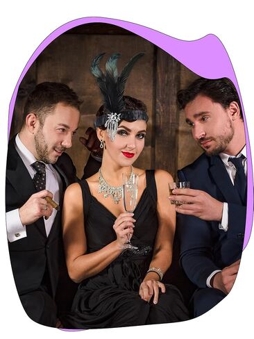 30 Pcs 1920s Flapper Headbands Black Feather Headpieces Costume Flapper Headpiece for Women Roaring 20s Party Hair Accessories in Kuwait