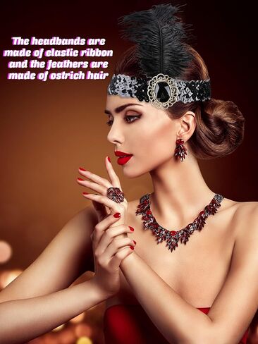 30 Pcs 1920s Flapper Headbands Black Feather Headpieces Costume Flapper Headpiece for Women Roaring 20s Party Hair Accessories in Kuwait