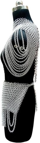 Women’s Silver Chainmail Top and Skirt Set – Medieval Aluminium Chainmail Outfit for Cosplay, Renaissance Festival, LARP & Gothic Costume in Saudi Arabia