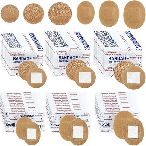 120Pcs Small Round Oval Fabric Bandages, Spot Flexible Adhesive Bandages Breathable Circle Strips for Face and Minor Wound Protection Care, 6 Sizes in Saudi Arabia