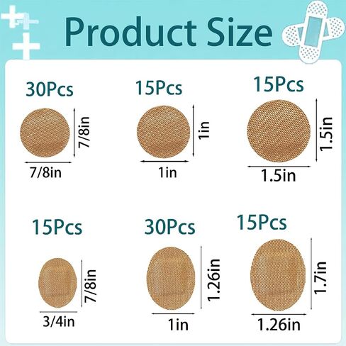 120Pcs Small Round Oval Fabric Bandages, Spot Flexible Adhesive Bandages Breathable Circle Strips for Face and Minor Wound Protection Care, 6 Sizes in Saudi Arabia