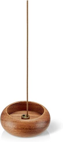 Natural Wood Incense Holder with 4 Holes, 2.36" Wooden Incense Burner for Sticks, White Sage & Palo Santo, Handmade Ash Catcher for Home, Meditation, Yoga in Saudi Arabia