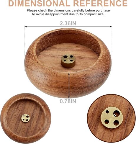Natural Wood Incense Holder with 4 Holes, 2.36" Wooden Incense Burner for Sticks, White Sage & Palo Santo, Handmade Ash Catcher for Home, Meditation, Yoga in Saudi Arabia