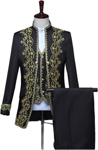 CAMDOM Mens Victorian Costume Suit Party Fancy Dress Coats and Jackets Medieval Prince Palace Stage Cosplay Outfit Set in Kuwait
