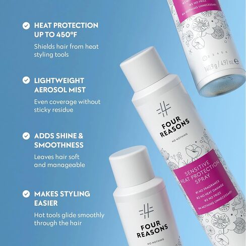 No nothing Very Sensitive Aerosol Heat Protectant Spray for hair - Hypoallergenic, Fragrance Free Heat Protection Spray - Gluten Free, 100% Vegan, Cruelty-Free Hair Protectant Spray from heat - 4.97oz in Saudi Arabia