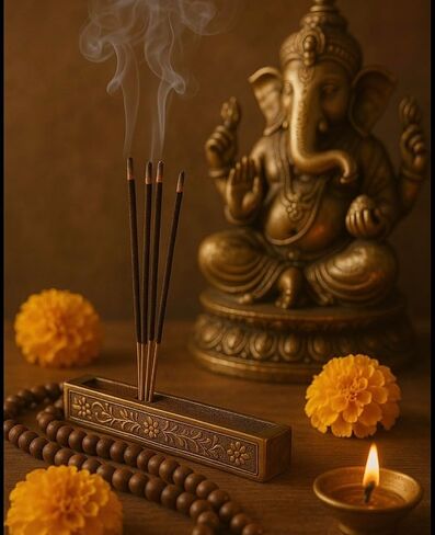 Luxury Rose & Patchouli Incense Sticks – 20 Sticks | Bambooless, Organic & Charcoal-Free with Ceramic Holder in Kuwait