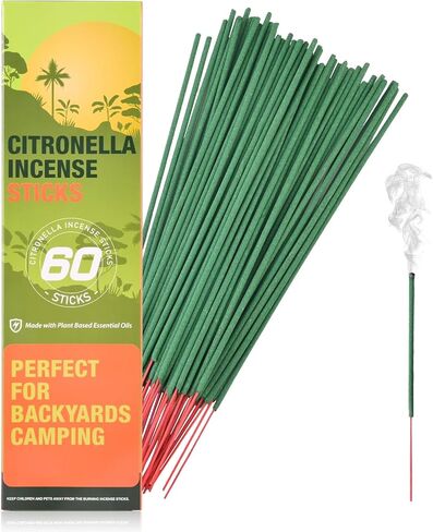 Citronella Incense Sticks 60 Pieces per Box - Made from Natural Plants, Suitable for Outdoor Camping, Patio in Saudi Arabia