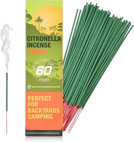 Citronella Incense Sticks 60 Pieces per Box - Made from Natural Plants, Suitable for Outdoor Camping, Patio in Saudi Arabia