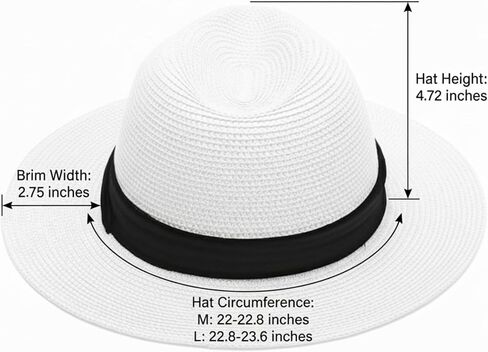 Panama Hat Sun Hat Straw Fedora Hat for Men Women Wide Brim Summer Beach Hat UV UPF 80+ in Kuwait