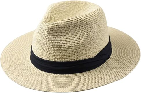 Panama Hat Sun Hat Straw Fedora Hat for Men Women Wide Brim Summer Beach Hat UV UPF 80+ in Kuwait
