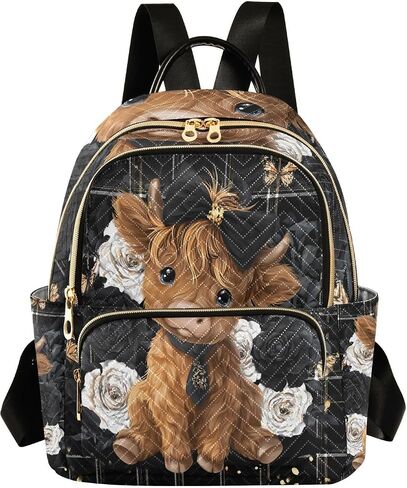 ALAZA Highland Cow Rose Butterfly Women Backpack Purse Shoulder Bag in Kuwait
