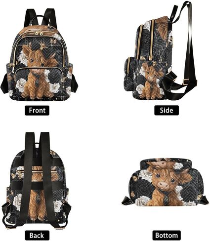 ALAZA Highland Cow Rose Butterfly Women Backpack Purse Shoulder Bag in Kuwait