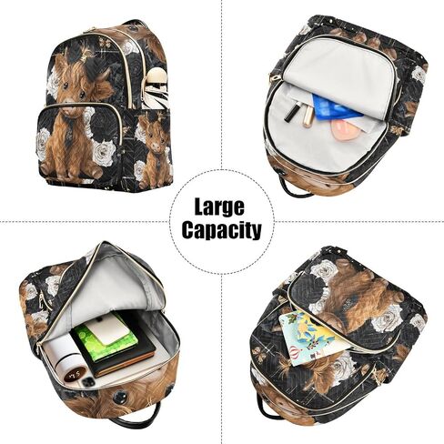 ALAZA Highland Cow Rose Butterfly Women Backpack Purse Shoulder Bag in Kuwait