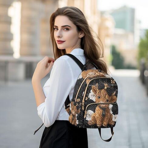 ALAZA Highland Cow Rose Butterfly Women Backpack Purse Shoulder Bag in Kuwait