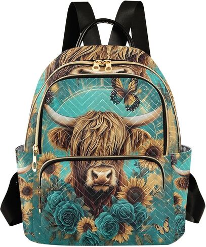 ALAZA Highland Cow Rose Butterfly Women Backpack Purse Shoulder Bag in Kuwait