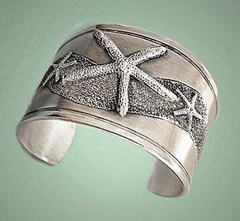 Horse Lady Gifts Starfish bracelet in silvery pewter, handmade USA in Saudi Arabia