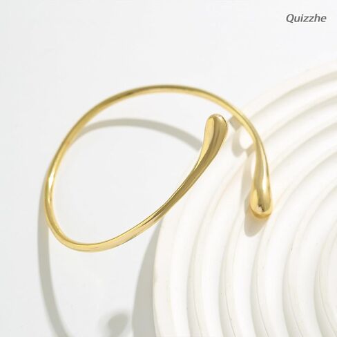 Quizzhe Minimalist Arm Cuff Geometric Upper Arm Cuff Adjustable Armband Simple Cuff Bangle Bracelet for Women Men (A-Gold), Universal, Gold,Silver in Saudi Arabia