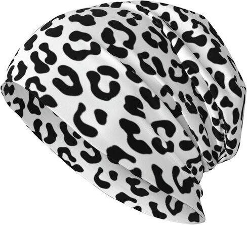 Leopard Print Beanie Chemo Hats for Women Men Cancer Headwear Stretchy Skull Cap Soft Knitted Hat Nightcap Chemo Gifts in Saudi Arabia