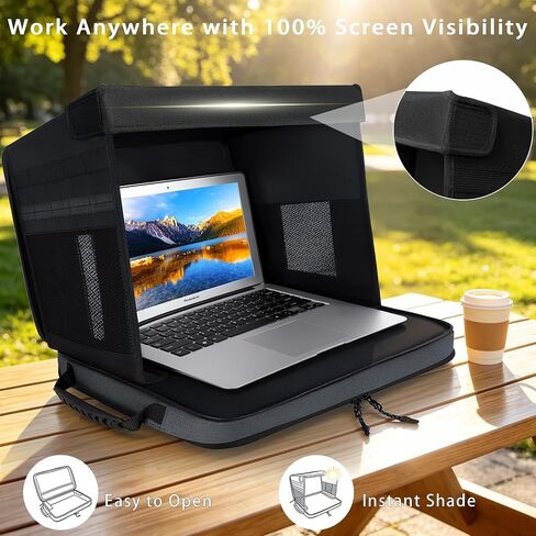 Laptop Sun Shade Backpack for Working Outside, 12-16" Outdoor Laptop Shade & Computer Tent, Anti-Glare Laptop Tent Sun Shade with Privacy Shield and Luggage Sleeve,Black in Saudi Arabia