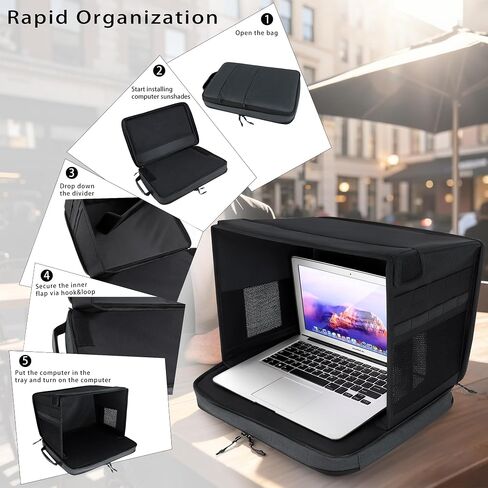 Laptop Sun Shade Backpack for Working Outside, 12-16" Outdoor Laptop Shade & Computer Tent, Anti-Glare Laptop Tent Sun Shade with Privacy Shield and Luggage Sleeve,Black in Saudi Arabia