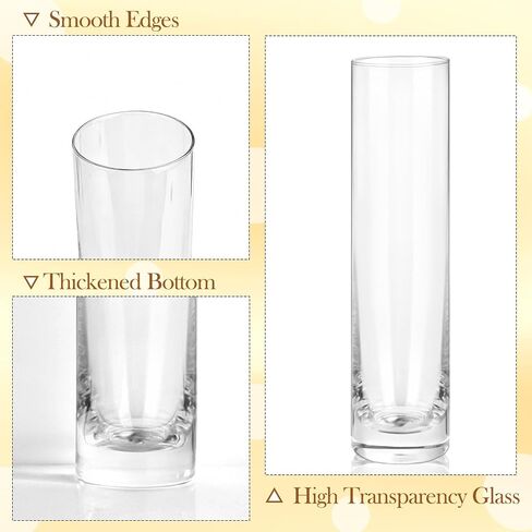 Set of 16 Glass Cylinder Bud Vases for Centerpieces, 7.5" H x 1.8" W, Small Flower Vases, Handmade Slim Vase, Single Rose Vase for Wedding Events Home in Saudi Arabia