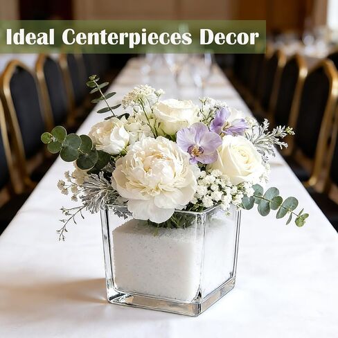 6 Pack Square Glass Vase 4" x 4" x 4", Clear Cube Vases for Centerpieces, Thickened Glass Flower Vases, Plant Terrarium, Floating Candle Holder for Wedding Party, Office/Home Decor, Events in Saudi Arabia