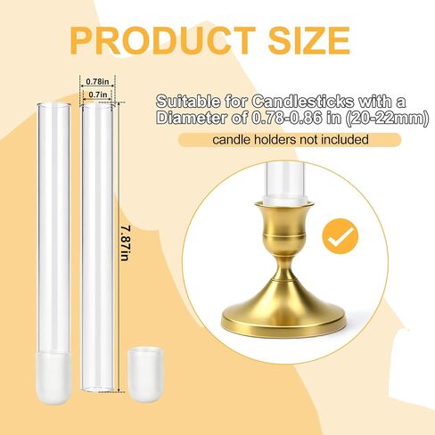 CGBE Glass Bud Vases for Flowers: 6 Pack 7.9" Base Vase for Taper Candle Holders - Skinny Vases for Flowers with Silicon Case Fits Candlesticks Size 20-22mm - Candle Vases for Home Decor & Wedding in Saudi Arabia
