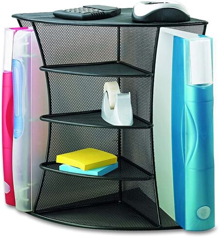 Safco Products 3261SL Onyx Mesh Corner Organizer - Durable Steel Mesh Corner Storage and Desk Top Organizer. Space Saving, For Home, Office & Classroom Organization, 13" x 15" x 11 ; Silver in Saudi Arabia