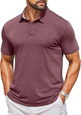 COOFANDY Men's Casual Polo Shirts Short Sleeve Classic Basic Tee Button Collar Shirt Summer Golf T-Shirt in Saudi Arabia