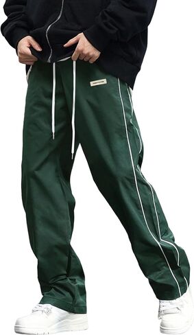 Men's Baggy Track Pants Y2K Streetwear Pants Drawstring Letter Pockets Casual Lounge Trousers in Kuwait