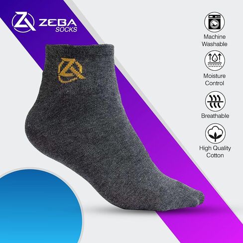 ZEBA Mini-Crew Socks for Men - Gray (6-pack) in Saudi Arabia