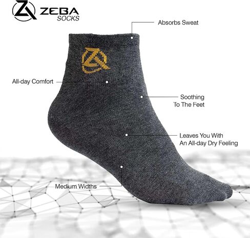 ZEBA Mini-Crew Socks for Men - Gray (6-pack) in Saudi Arabia
