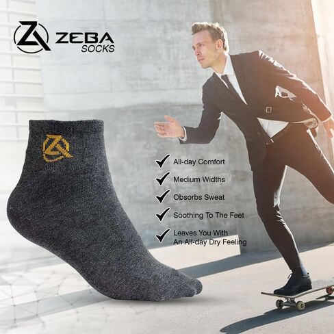 ZEBA Mini-Crew Socks for Men - Gray (6-pack) in Saudi Arabia