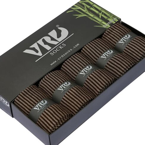 جوارب VRD للرجال، 5 قطع من حرير الخيزران، جوارب بنية داكنة بطول منتصف الساق للرجال مقاس الحذاء 8-13 in Kuwait