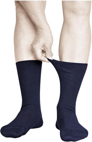 Men's Loose Fitting Non Elastic Top ALL-COTTON Socks (3 PAIRS) Thin Soft Gentle Grip without Elasticated Cuff in Saudi Arabia