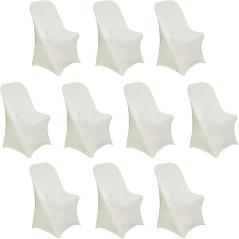 10 Ivory Spandex Stretchable Folding Chair Covers for Party Wedding Linens Decorations Dining Ceremony Reception Supplies Fit Durable Washable Reusable Elastic Slipcovers for Chairs Reception Supplies in Saudi Arabia