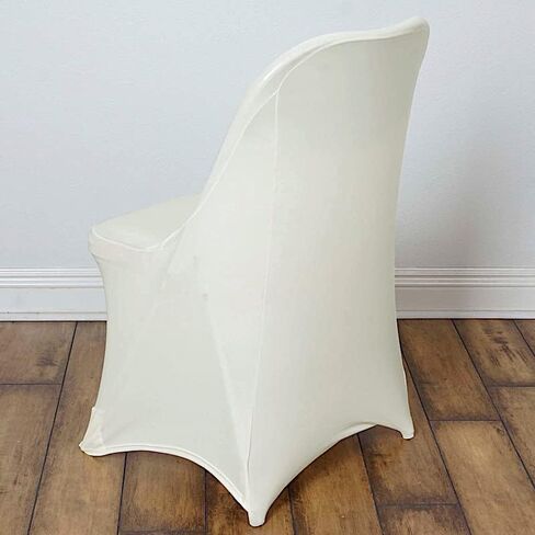 10 Ivory Spandex Stretchable Folding Chair Covers for Party Wedding Linens Decorations Dining Ceremony Reception Supplies Fit Durable Washable Reusable Elastic Slipcovers for Chairs Reception Supplies in Saudi Arabia