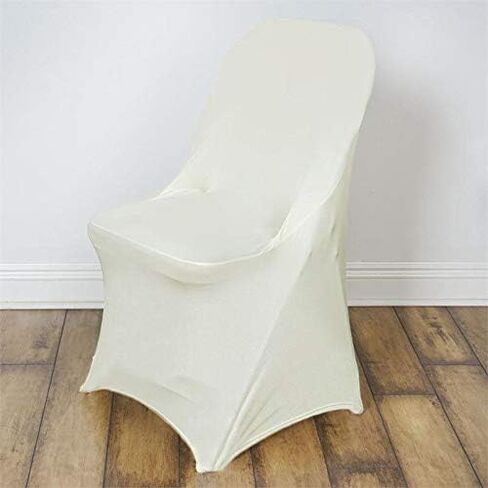 10 Ivory Spandex Stretchable Folding Chair Covers for Party Wedding Linens Decorations Dining Ceremony Reception Supplies Fit Durable Washable Reusable Elastic Slipcovers for Chairs Reception Supplies in Saudi Arabia