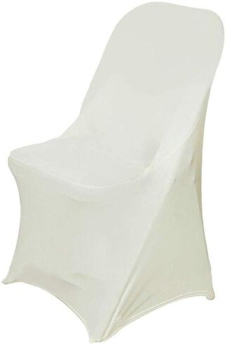 10 Ivory Spandex Stretchable Folding Chair Covers for Party Wedding Linens Decorations Dining Ceremony Reception Supplies Fit Durable Washable Reusable Elastic Slipcovers for Chairs Reception Supplies in Saudi Arabia