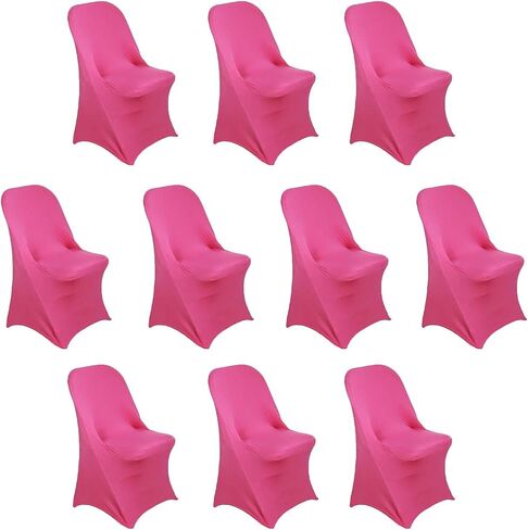 10 Ivory Spandex Stretchable Folding Chair Covers for Party Wedding Linens Decorations Dining Ceremony Reception Supplies Fit Durable Washable Reusable Elastic Slipcovers for Chairs Reception Supplies in Saudi Arabia