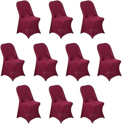 10 Ivory Spandex Stretchable Folding Chair Covers for Party Wedding Linens Decorations Dining Ceremony Reception Supplies Fit Durable Washable Reusable Elastic Slipcovers for Chairs Reception Supplies in Saudi Arabia