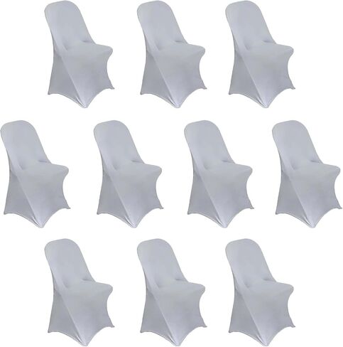 10 Ivory Spandex Stretchable Folding Chair Covers for Party Wedding Linens Decorations Dining Ceremony Reception Supplies Fit Durable Washable Reusable Elastic Slipcovers for Chairs Reception Supplies in Saudi Arabia