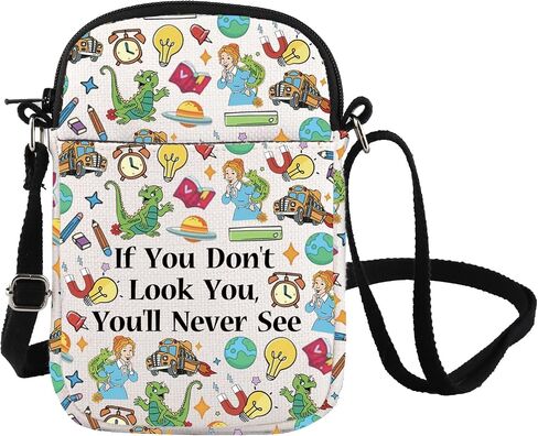 Cartoon Inspire Crossbody Bag Cartoon Quote Messenger Bag Teacher Appreciation Homeschool Gift in Kuwait