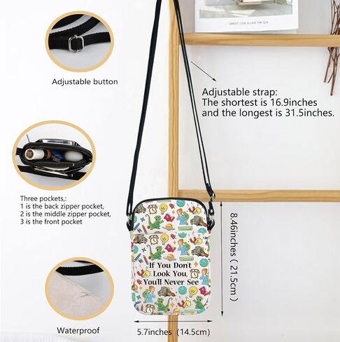 Cartoon Inspire Crossbody Bag Cartoon Quote Messenger Bag Teacher Appreciation Homeschool Gift in Kuwait