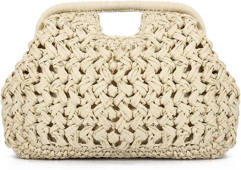 Straw Dumpling Clutch Bag, Summer Beach Bag, Vacation Handbag, Woven Summer Clutch for Women 2026 in Kuwait