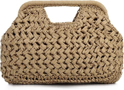 Straw Dumpling Clutch Bag, Summer Beach Bag, Vacation Handbag, Woven Summer Clutch for Women 2026 in Kuwait